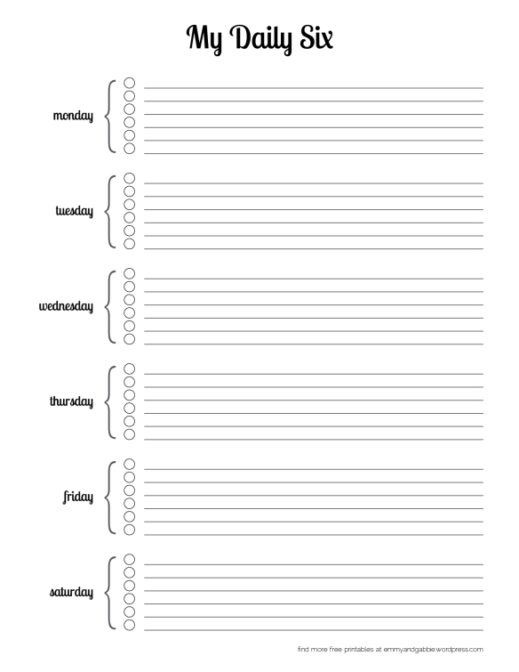 Free Printable List Form 1