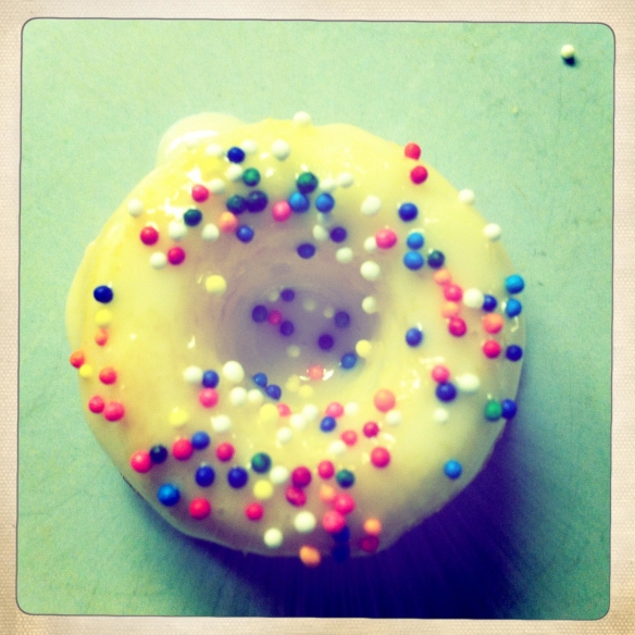 rainbow sprinkled mini donut