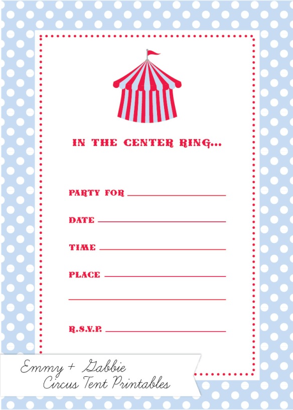 Circus Free Printable Invitations