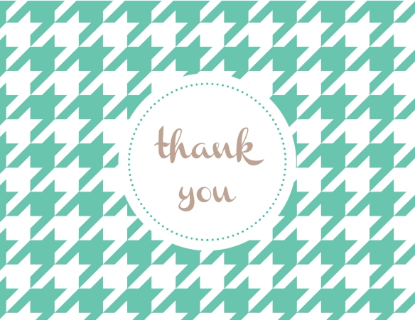 Free houndstooth thank you notes in aqua